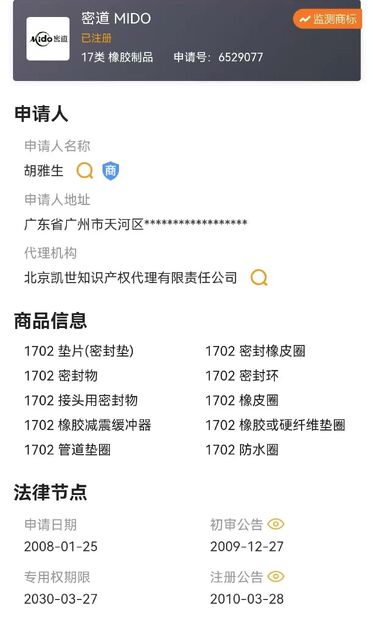 Κίνα Guangzhou Tianhe Qianjin Midao Oil Seal Firm Πιστοποιήσεις